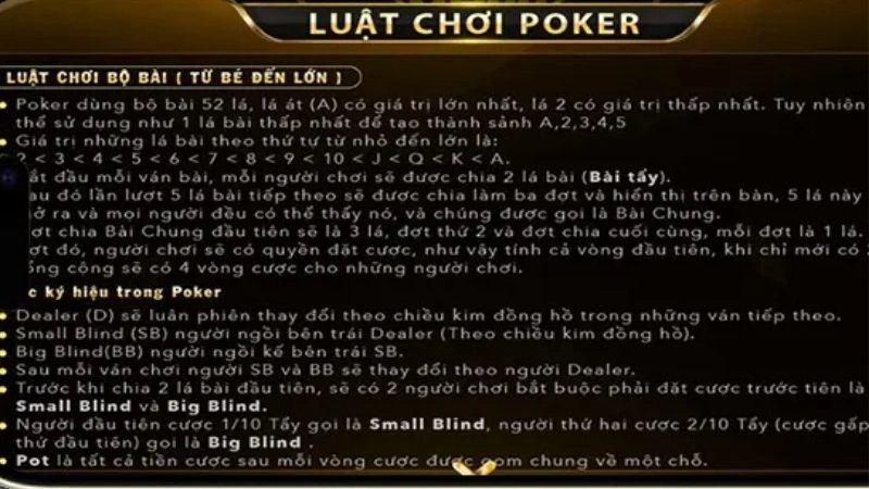 Poker có luật chơi khá phức tạp