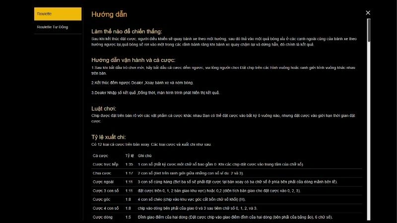 Luật chơi Roulette 33win cực kỳ dễ hiểu
