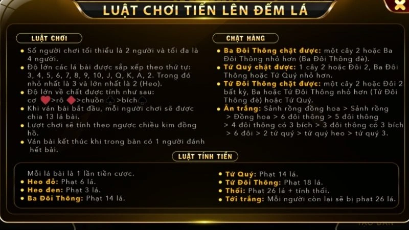 Luật chơi Tiến lên đếm lá